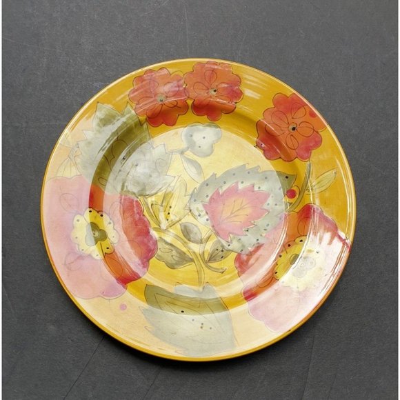 LAURIE GATES WARE Salad Plate Fall Colors Leaves Flowers - Picture 4 of 9